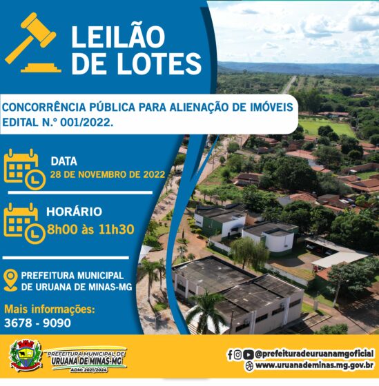 CONCORRÊNCIA PÚBLICA PARA ALIENAÇÃO DE IMÓVEIS, EDITAL N.º  001/2022.